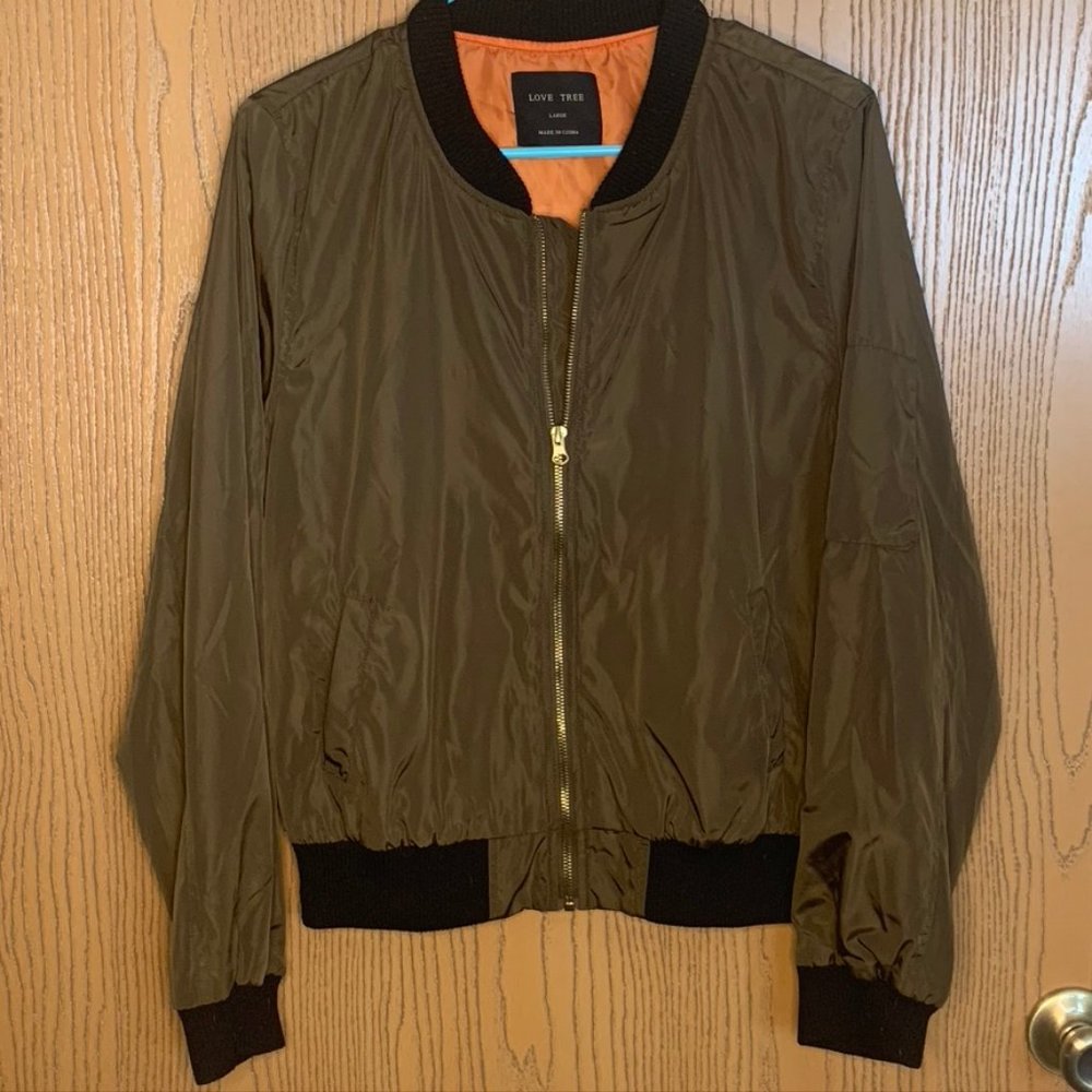 Like New Olive Bomber Jacket